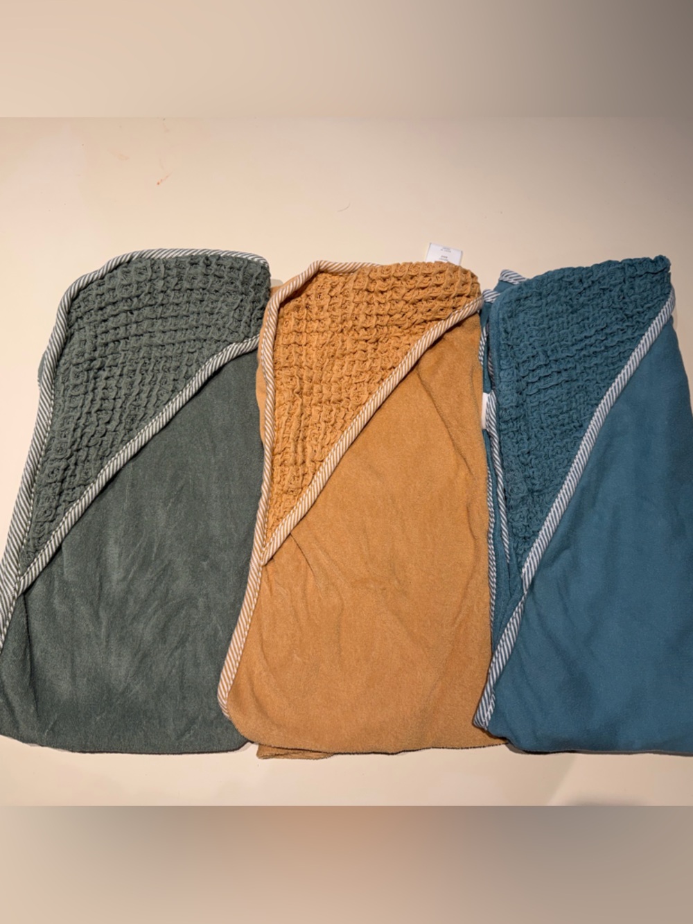 Cloud Island Hooded Infant Towels - Teal, Mustard & Green
